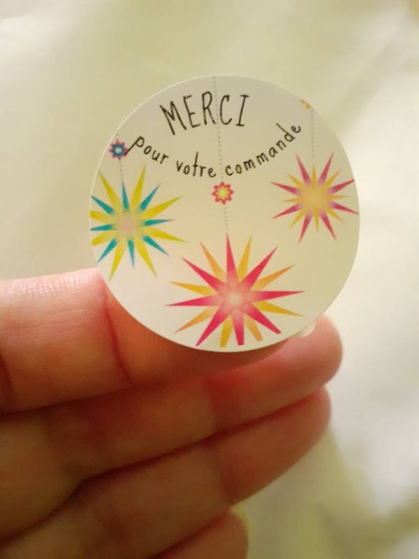 24 Etiquettes autocollantes, étiquettes adhésives 35 mm Merci, emballage cadeau, sticker emballage commande – Image 2