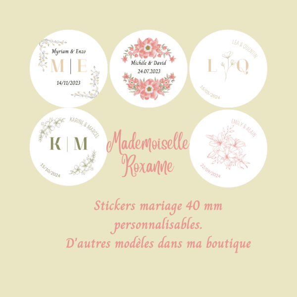 stickers autocollants mariage, baptême, communion, anniversaire