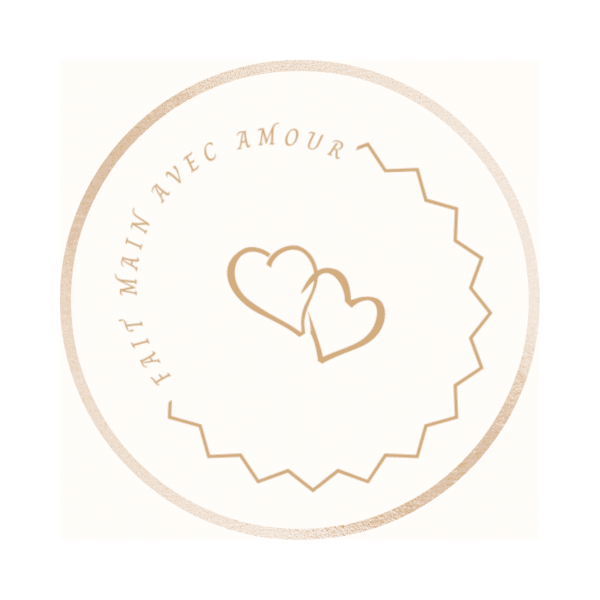 sticker fait main avec amour coeur rose