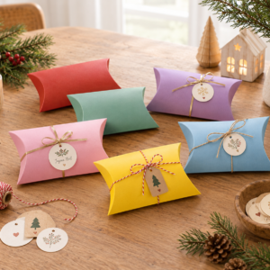 5x Berlingots taille moyenne en 6 couleurs différentes , Boîte Coussin Emballage Cadeau Bijoux, Boîte Carton Pliable , Packaging Soigné