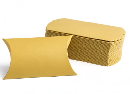 10x Boîte Berlingot dorée 6.5x9cm, Boîte Coussin Or emballage mariage, Petite boîte cadeau pliable PME Créateur, Packaging festif élégant – Image 2