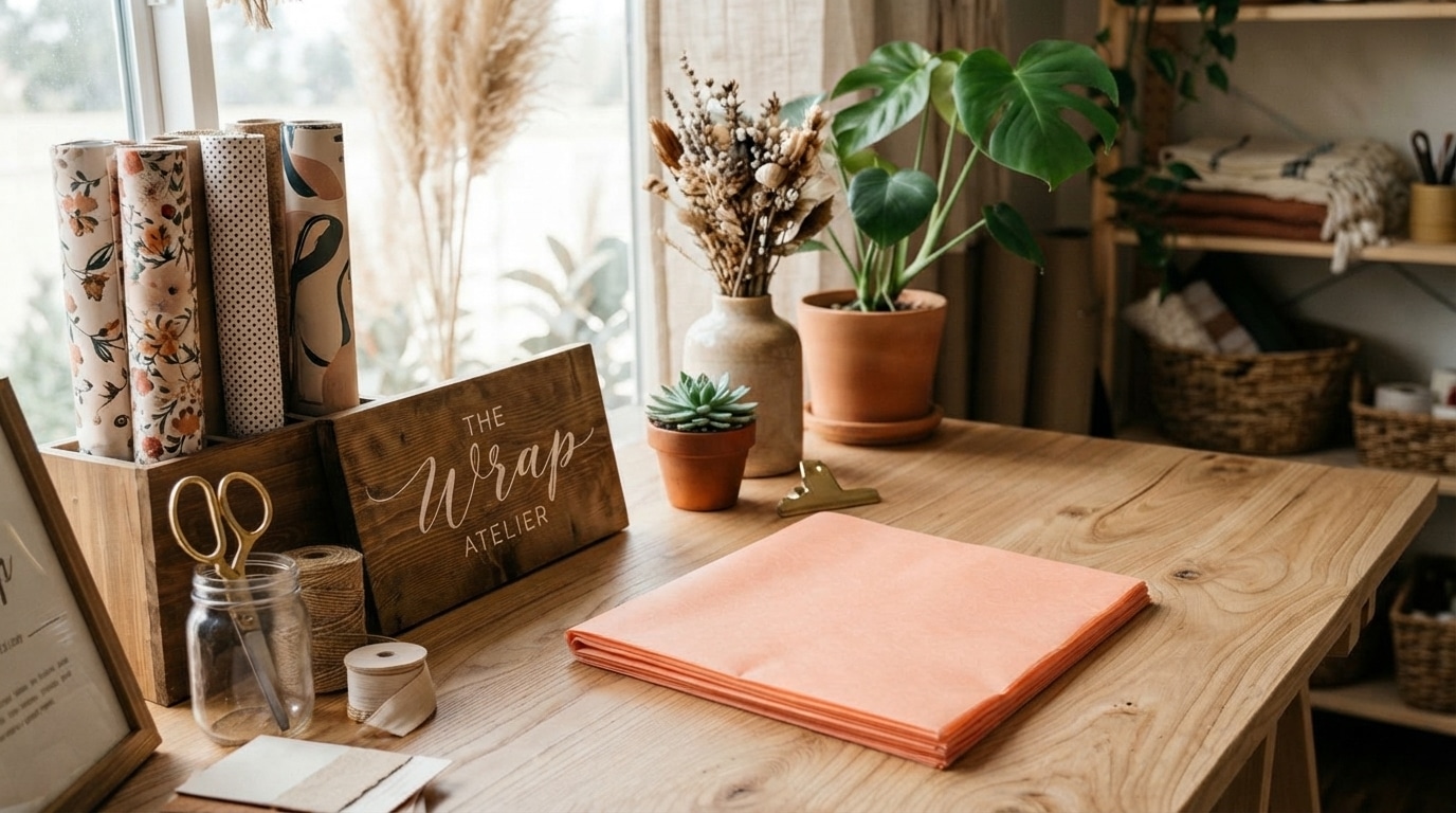 20 feuilles de papier de soie rose saumon 50 x 65 cm, pour emballage cadeau ou commande – Image 5